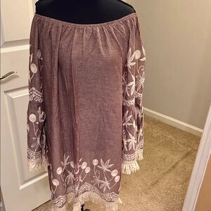 Indigo Soul Strapless Dress in Brown and Cream
